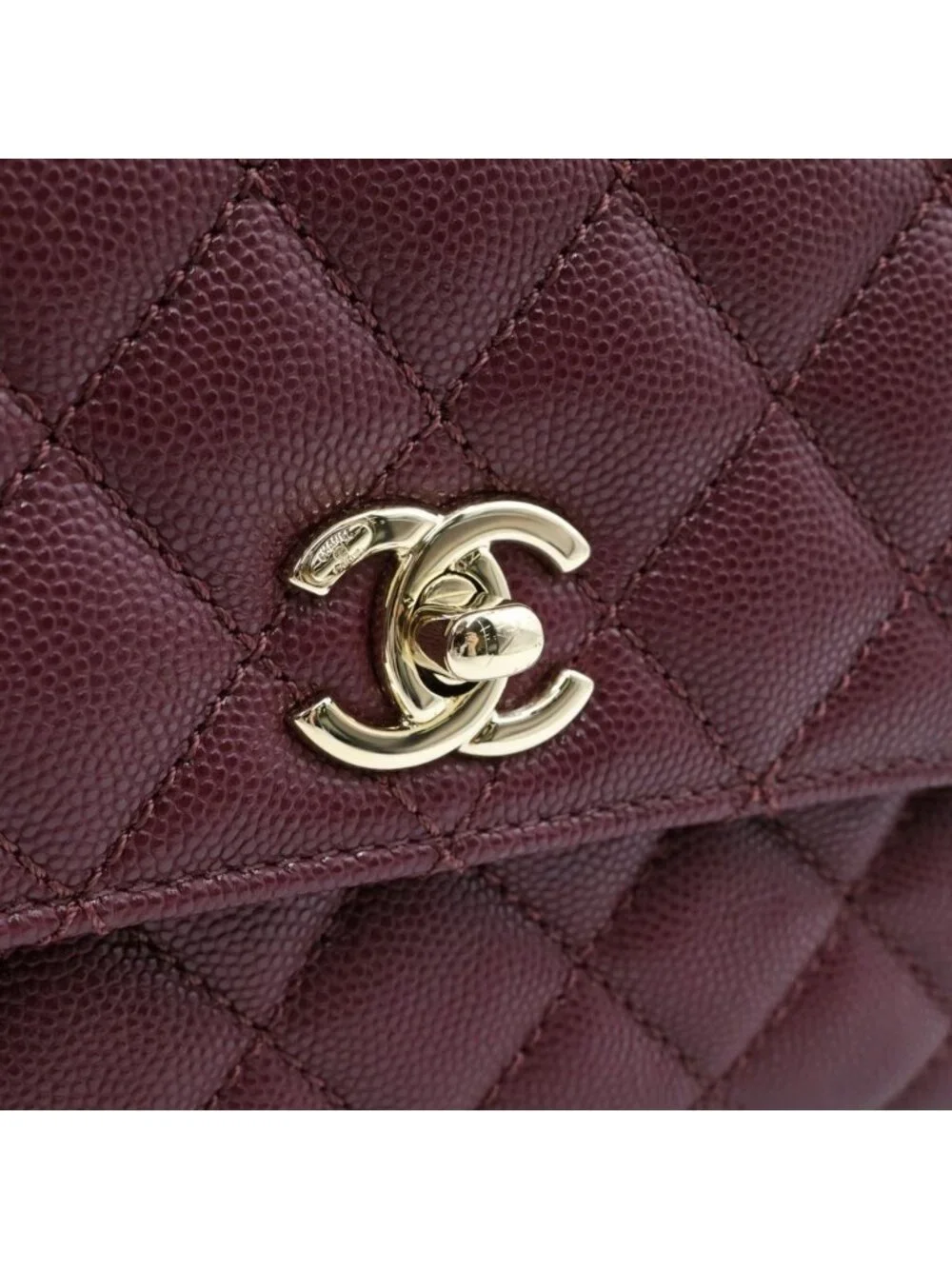 Chanel Coco Handle XS 2-Way Shoulder Bag Caviar Leather Burgundy Gold